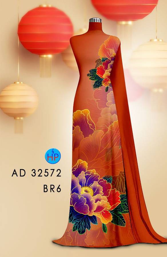 Vải Áo Dài Hoa In 3D AD 32572 2